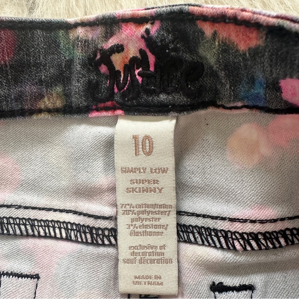 Justice floral print skinny jeans size girls 10 - Picture 6 of 11